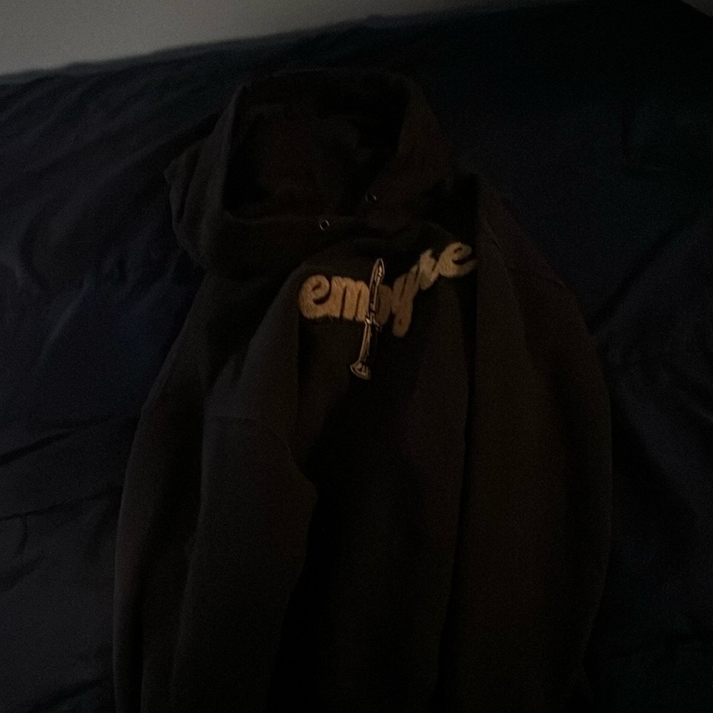 A men’s black small hooded sweatshirt